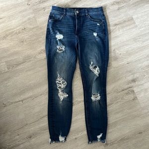 Ripped Skinny Ankle Jeans